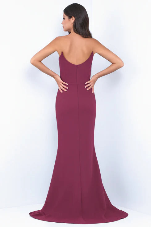 Daris Gown - Berry - Cat-Eye Scoop Neckline Dress