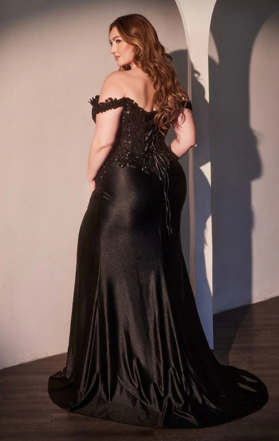 PHILIPPA GOWN - OFF THE SHOULDER LACE & SATIN DRESS