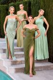Ida Gown - Strapless Shimmer Chiffon Dress with Scarf