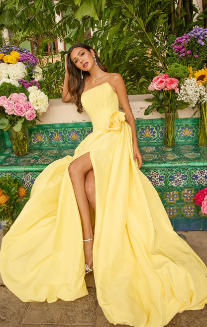 47204 - Ava Presley - Taffeta Ball Gown With Rosette Detail
