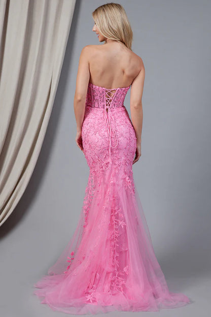 Rainn Gown - Black - Strapless Lace Corset Dress