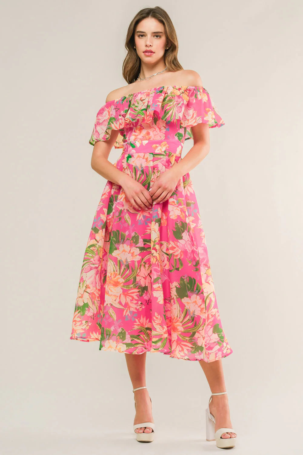 HAPPIEST HERE PINK MIDI DRESS