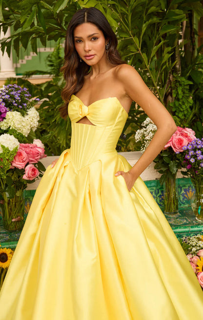 47223 - Ava Presley - Satin Ball Gown With Corset Bodice
