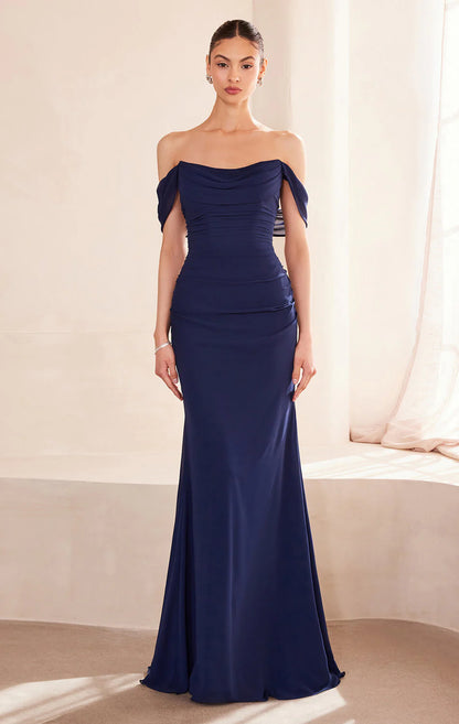 Faye Gown - Chiffon Off-the-Shoulder Fitted Dress