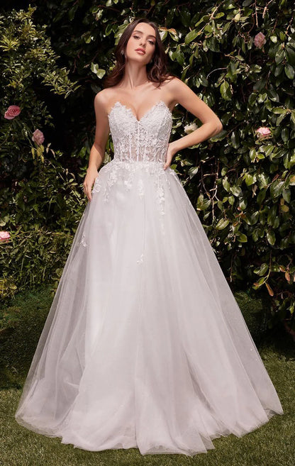 ELLEN GOWN - OFF WHITE - STRAPLESS A-LINE LACE & TULLE DRESS