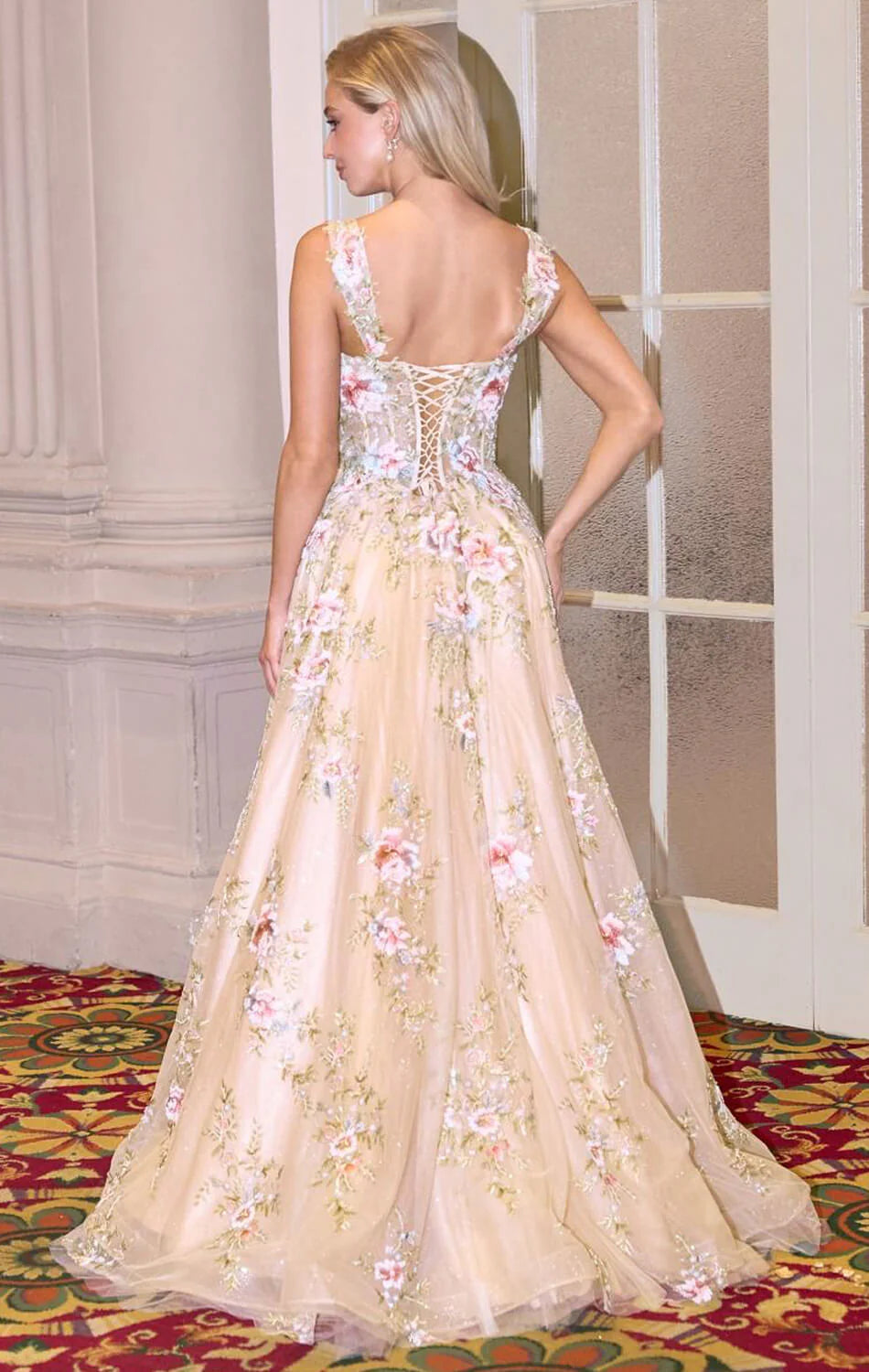 A1480 - Crystal Chrysanthemum Ball Gown - Andrea & Leo