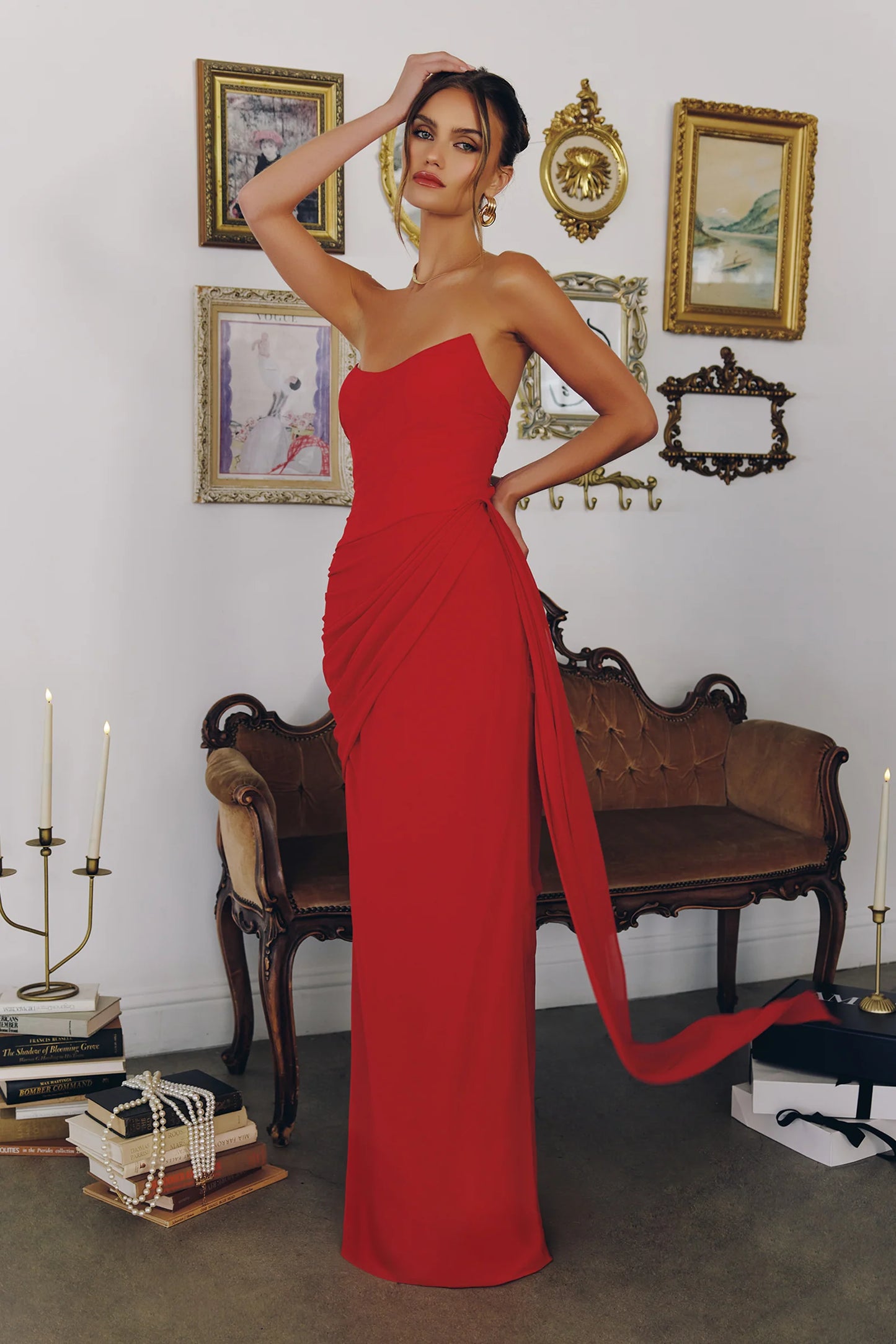 Skyler Gown - Strapless Draped Chiffon Dress