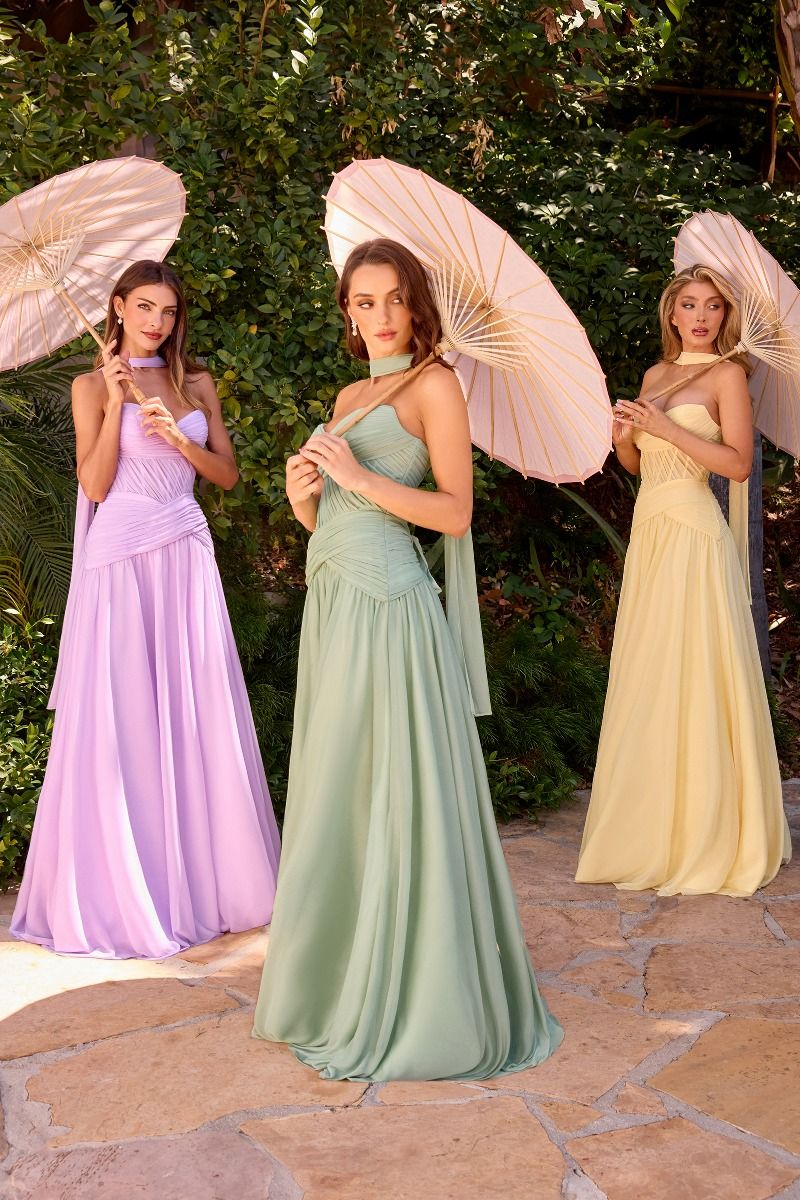 Kimberly Gown - Chiffon A-line Dress With Scarf
