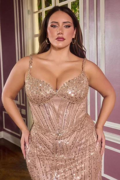 RENATA GOWN - V-NECK BEADED EVENING DRESS
