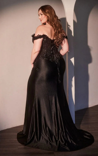 PHILIPPA GOWN - OFF THE SHOULDER LACE & SATIN DRESS