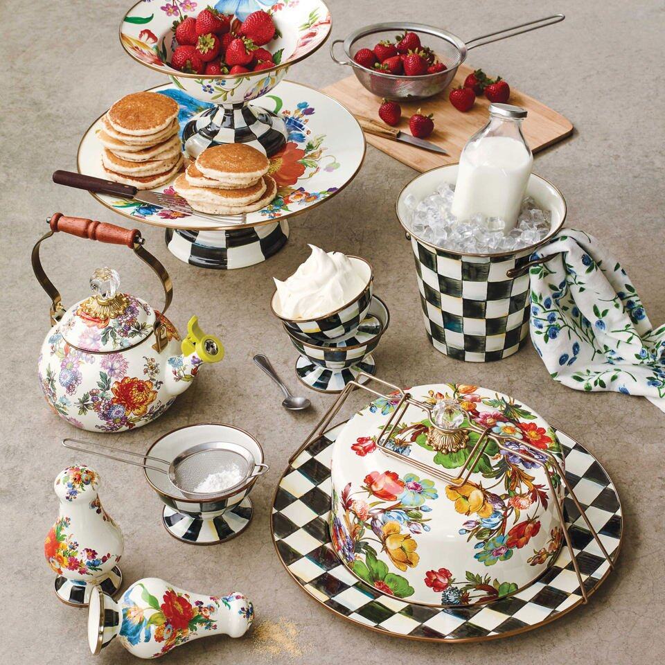 White Flower Market Cake Carrier by MacKenzie-Childs