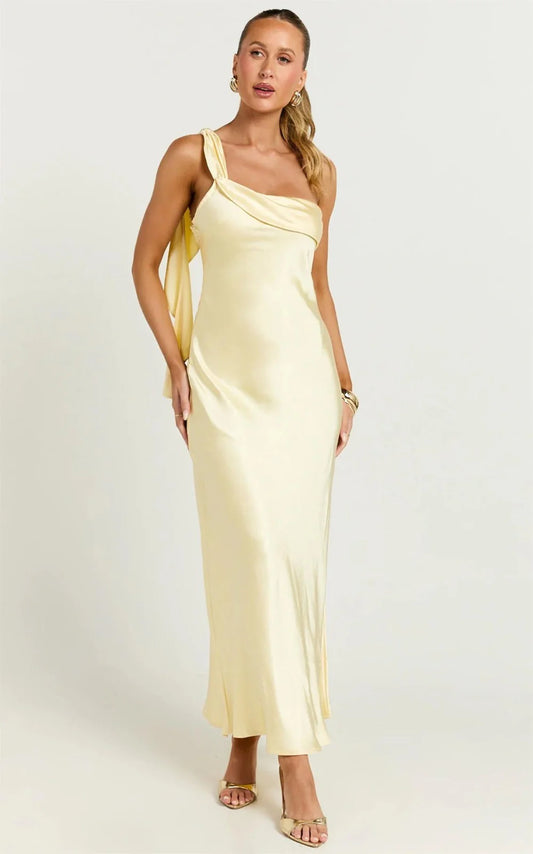 Blaine Maxi Dress - Butter Yellow Satin Slip Dress