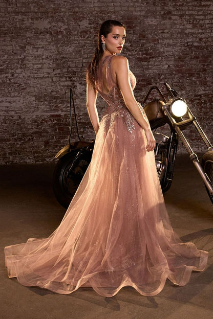 ODYSSEY GOWN - ONE SHOULDER GLITTER DRESS WITH OVERSKIRT