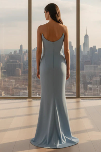 Daris Gown - Light Blue - Cat-Eye Scoop Neckline Dress
