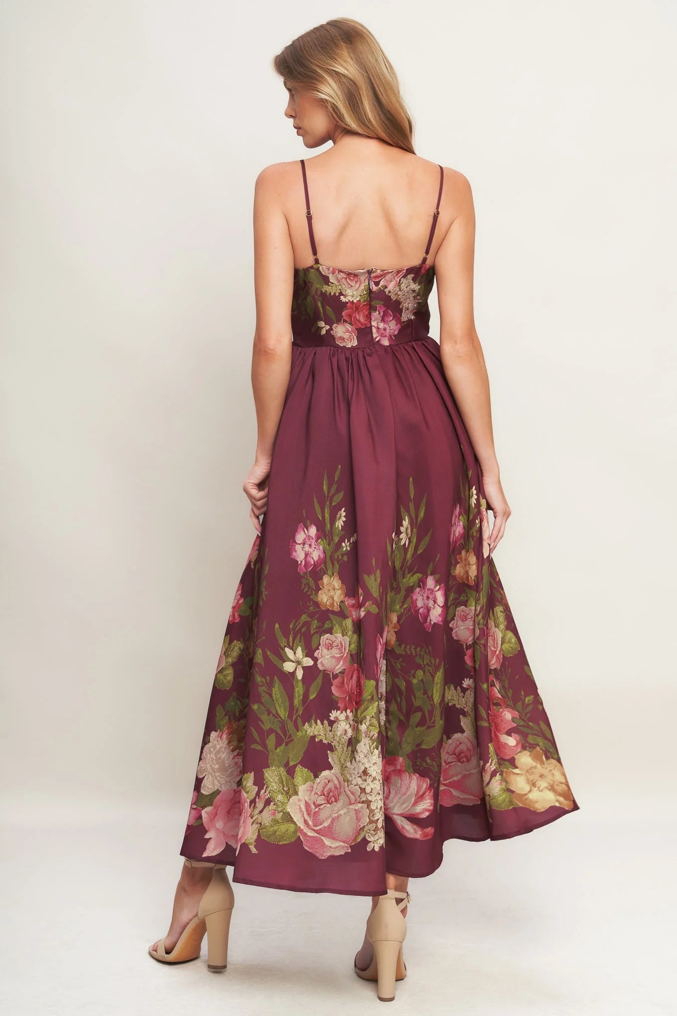 SECRET GARDEN ROMANCE BURGUNDY MAXI DRESS - FINAL SALE