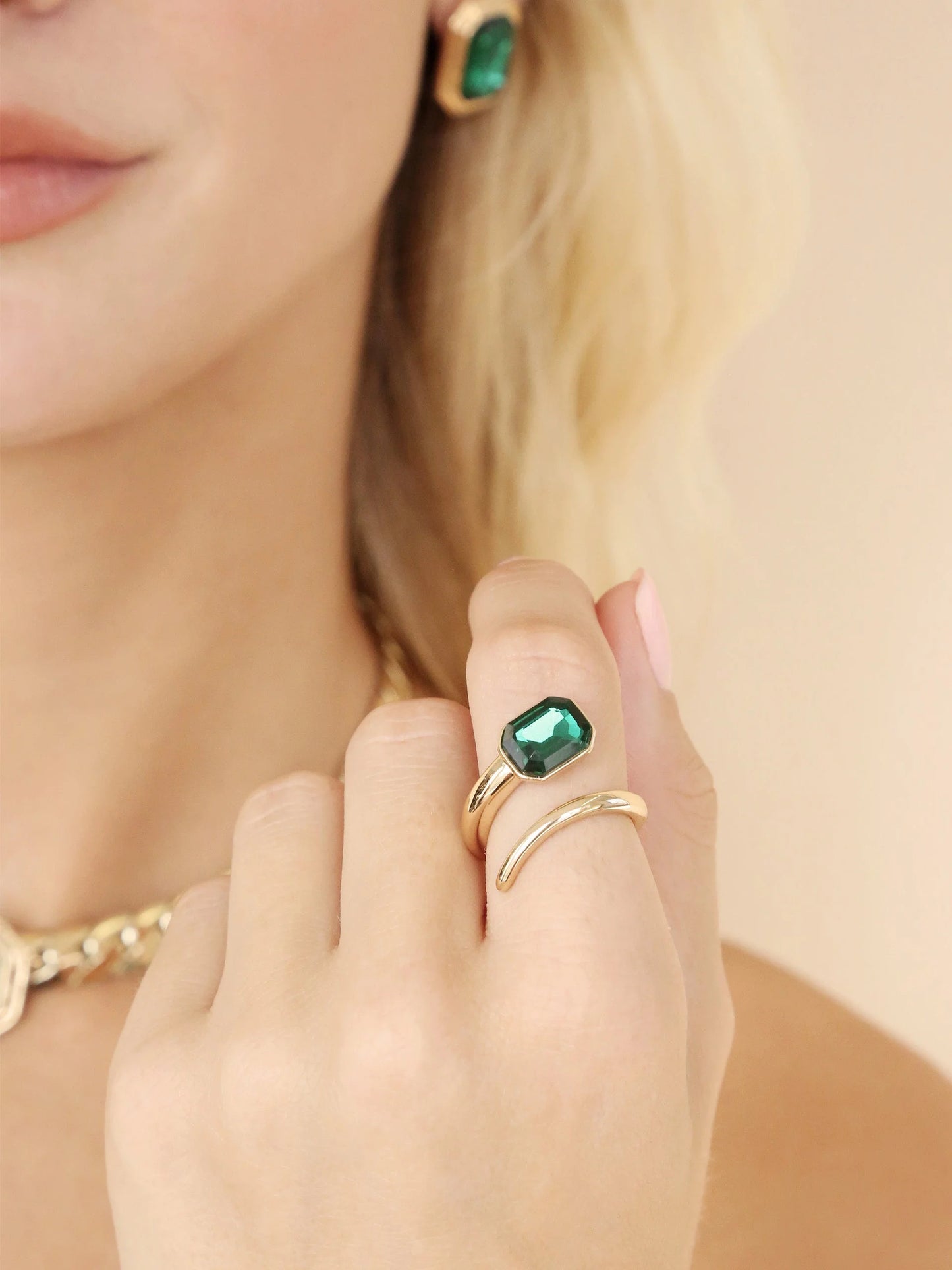 Deco Crystal Wrap Ring