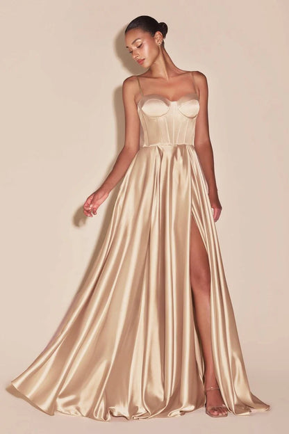 SELMA GOWN - A-LINE LUXE SATIN BUSTIER DRESS