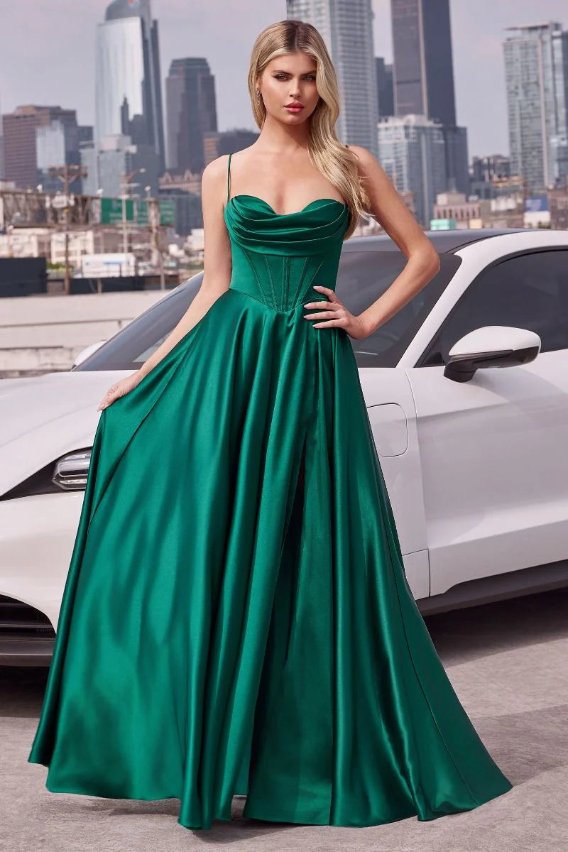 COSIMA GOWN - LUXE SATIN A-LINE CORSET DRESS