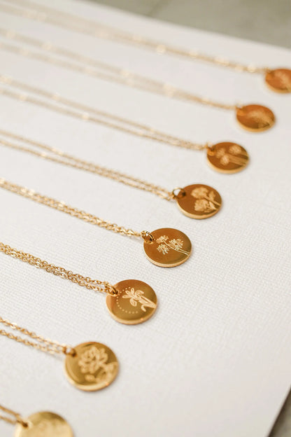 Birth Flower Pendant Necklace