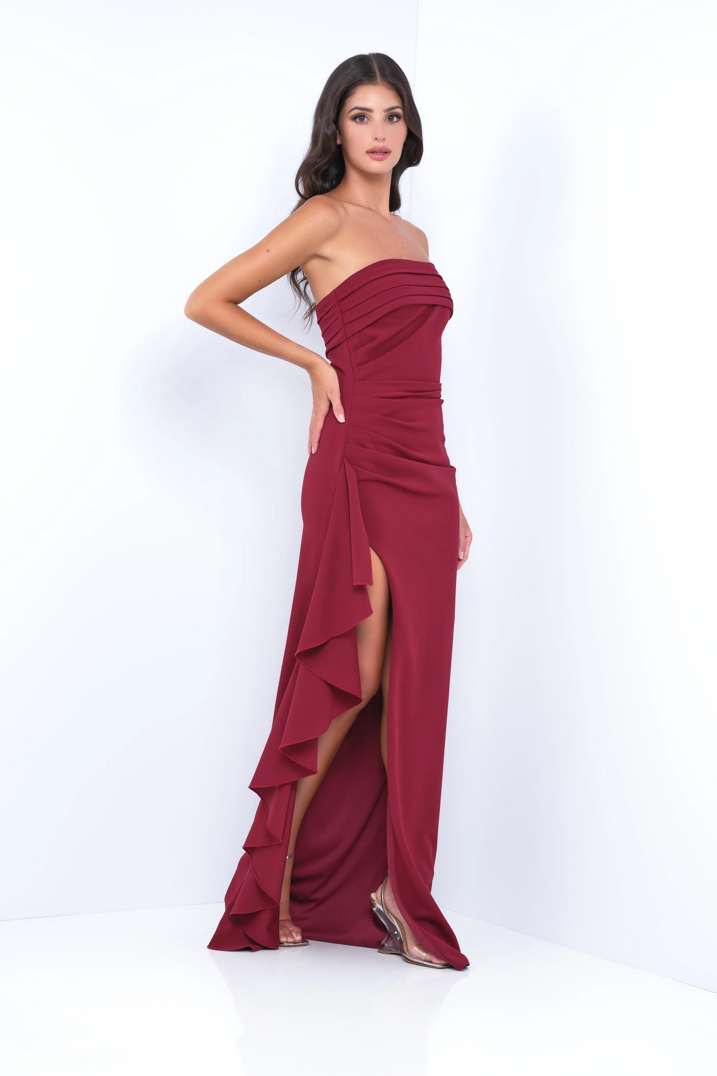 Marie Strapless Maxi Dress - Burgundy