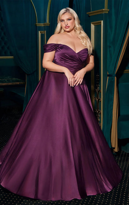JILLIAN GOWN - A-LINE SOFT SATIN OFF THE SHOULDER DRESS