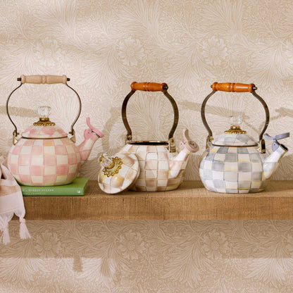 Mocha Check Whistling Tea Kettle by MacKenzie-Childs