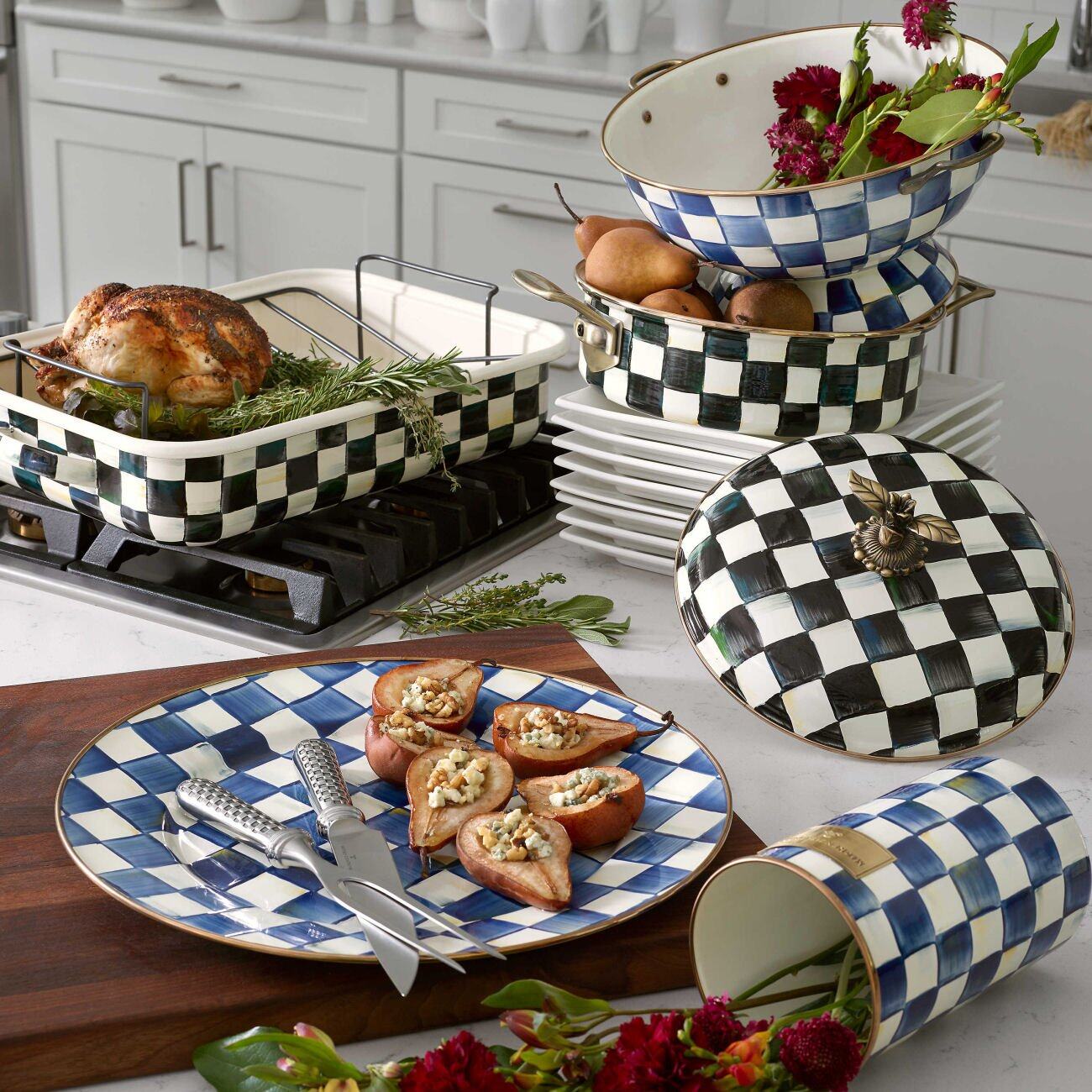 Mackenzie-Childs Courtly Check Enamel 5 Qt. Casserole