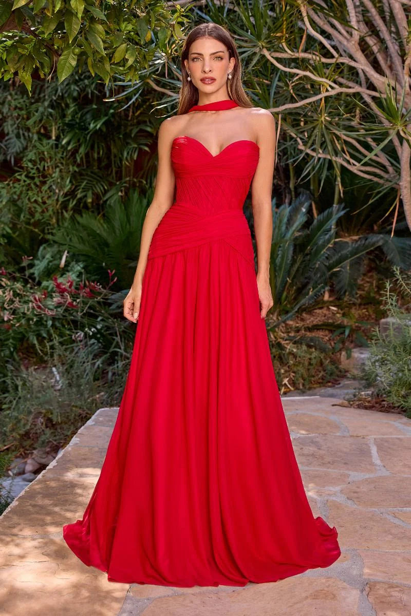 Kimberly Gown - Chiffon A-line Dress With Scarf