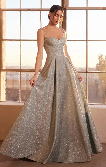 Krista Gown - Glitter Dusted A-line Bustier Dress