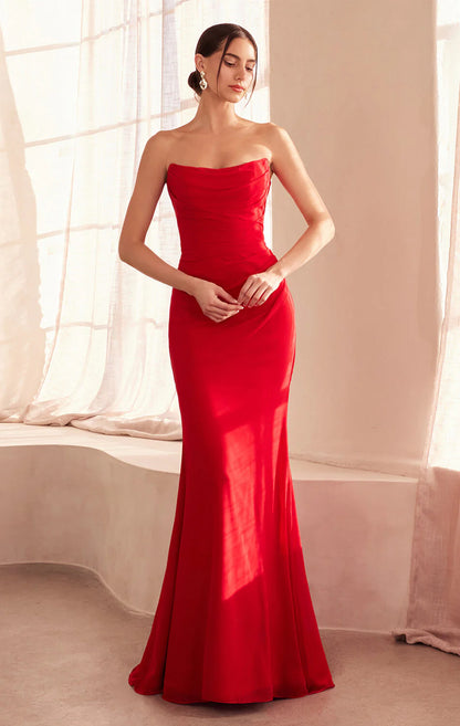 Haven Gown - Chiffon Fitted Long Strapless Dress
