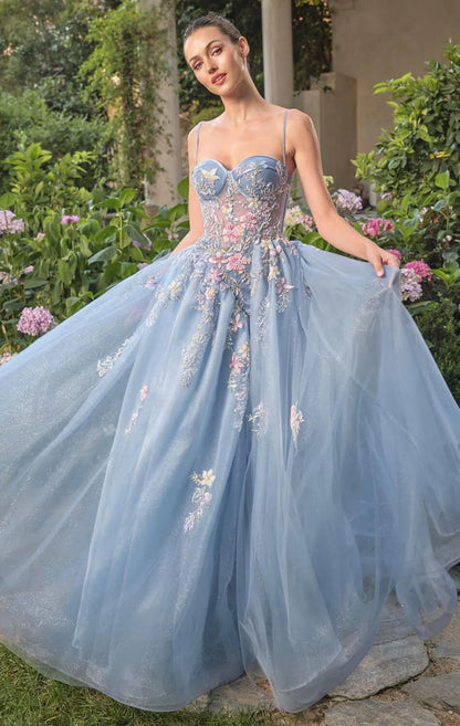 A1490 - Beaded Bellflower Bustier Ball Gown - Andrea & Leo