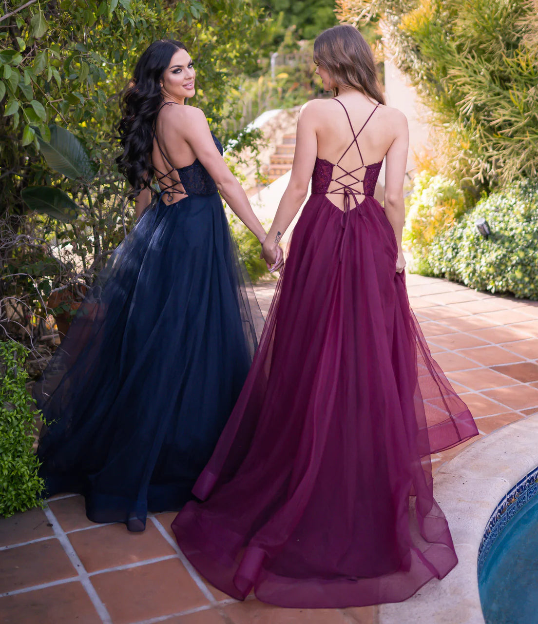 Dani Gown - Navy - Lace & Tulle A-line Dress