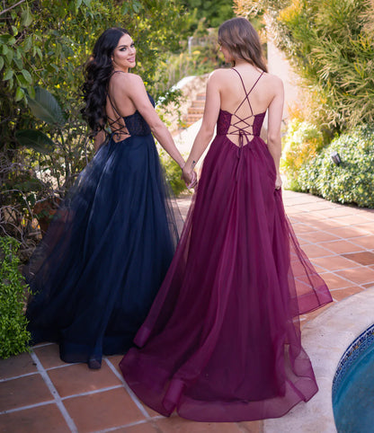 Dani Gown - Navy - Lace & Tulle A-line Dress