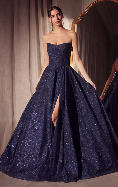 Quinn Gown - Long Strapless Glitter A-line Dress