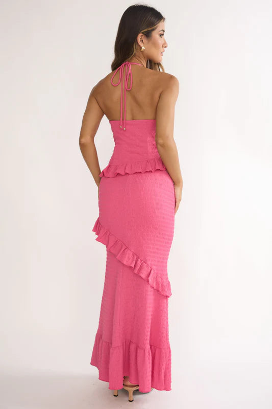 NADIA HALTER MAXI DRESS - FUCHSIA PINK