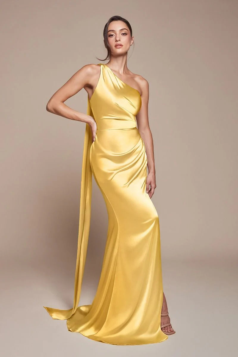 BRYCE GOWN - ONE SHOULDER LUXE SATIN DRESS