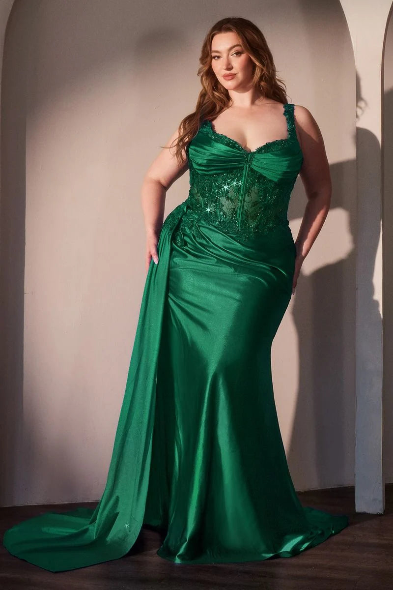MAXIMA GOWN - FITTED SATIN & LACE BODYCON DRESS