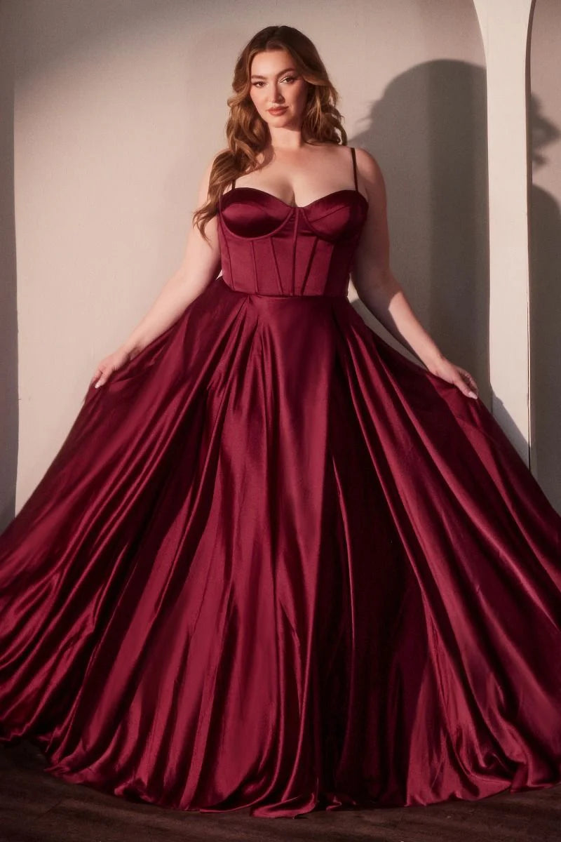 SELMA GOWN - A-LINE LUXE SATIN BUSTIER DRESS
