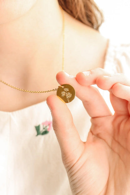 Birth Flower Pendant Necklace