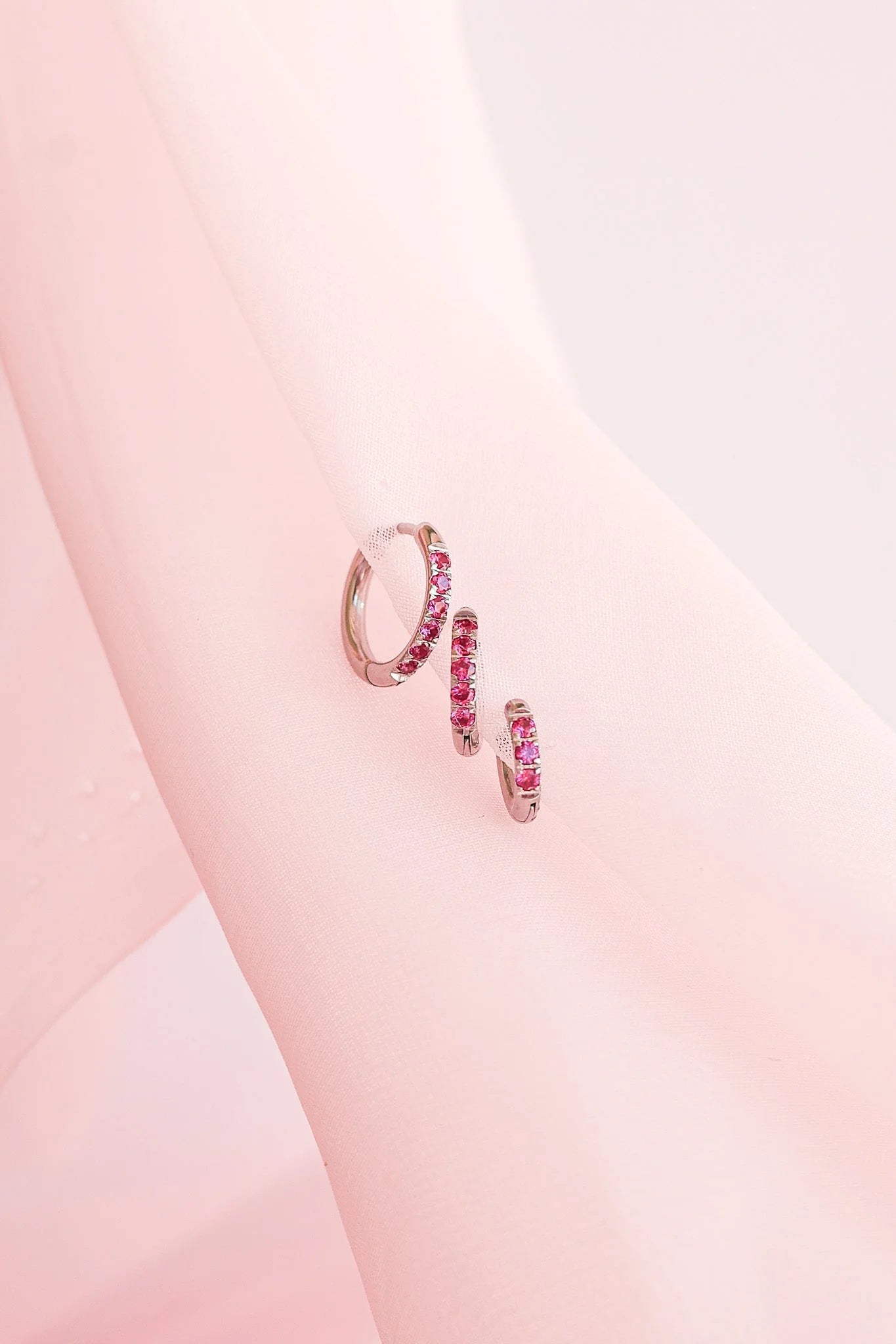 Micro Crystal Hoop Earring in Pink