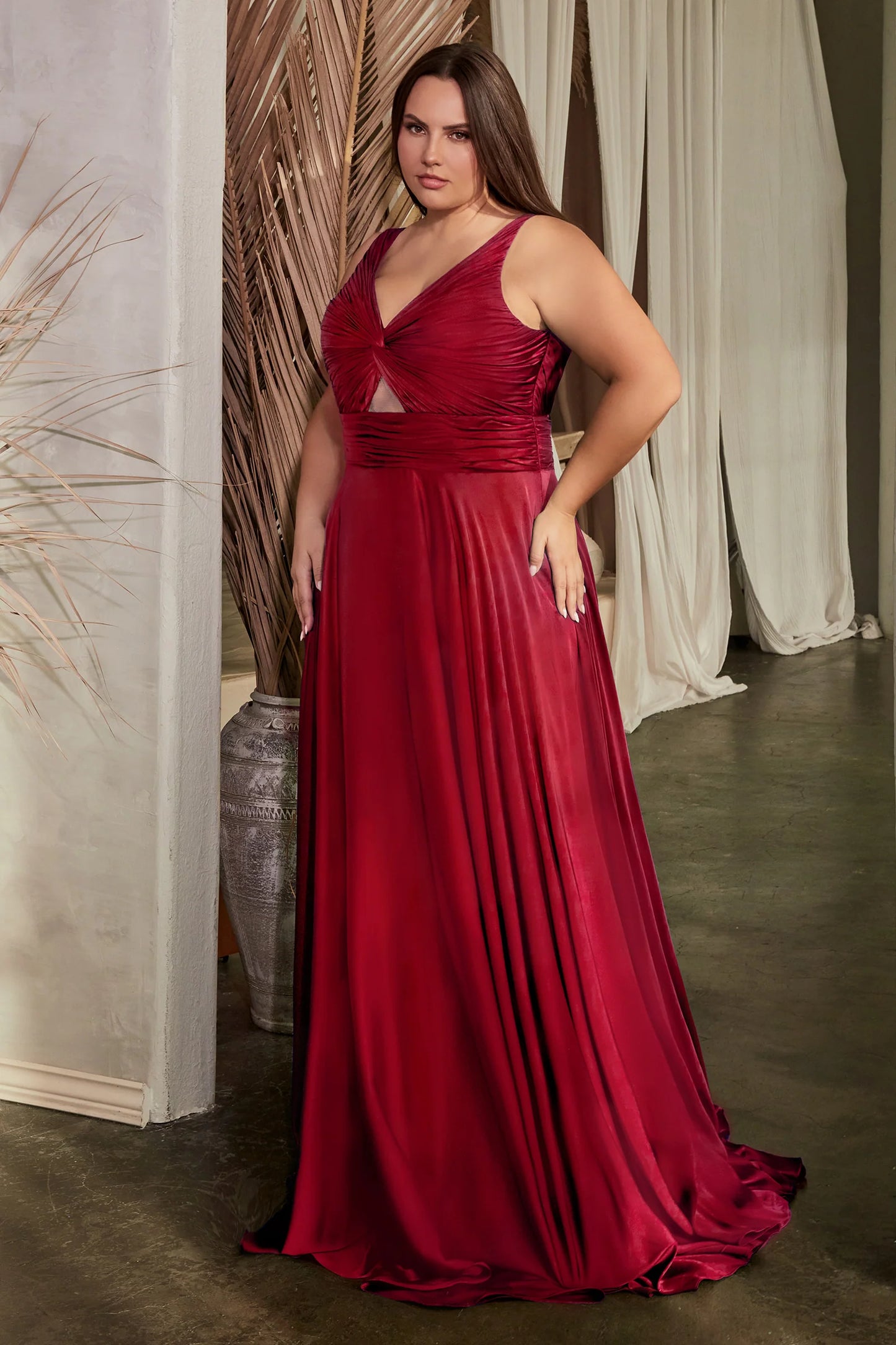 Marlena Gown - A-Line Keyhole Soft Satin Dress
