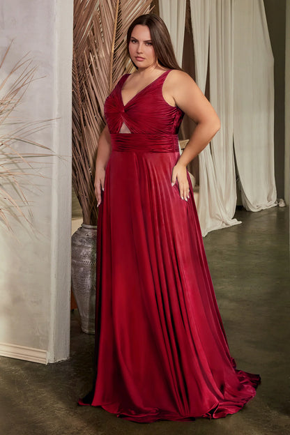 Marlena Gown - A-Line Keyhole Soft Satin Dress