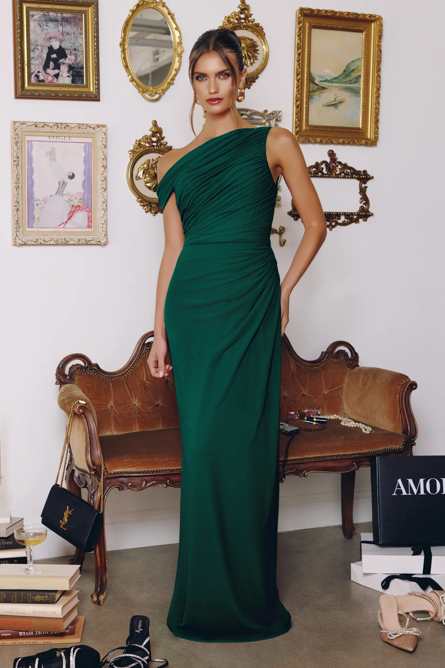 Melissa Gown - One Shoulder Chiffon Dress