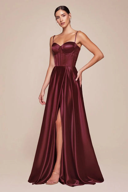 SELMA GOWN - A-LINE LUXE SATIN BUSTIER DRESS
